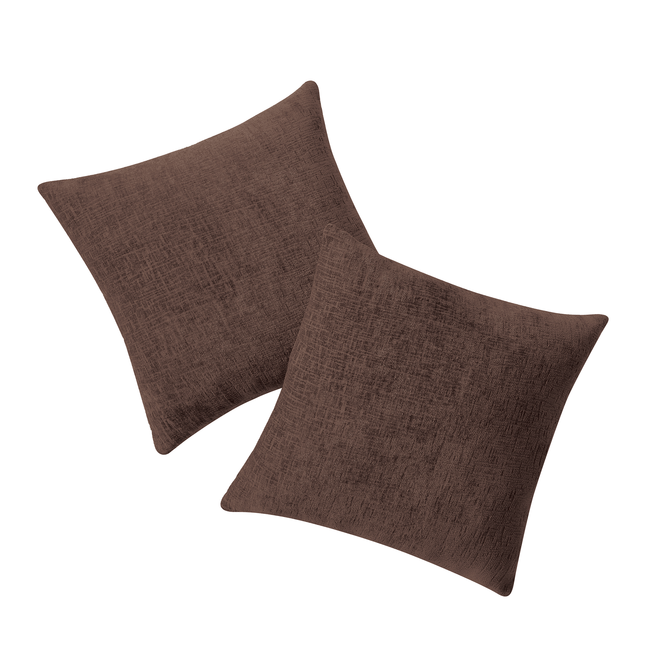 Brown Solid Chenille Decorative Pillow Set, Mainstays, 18" x 18", 2 Pieces - image 1 of 5