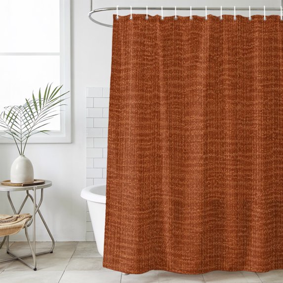 Brown Solid Color Extra Long Shower Curtain Set,Waterproof Shower Curtains for Bathroom,Abstract Woven Texture Vintage Minimalist Washable Fabric Bath Curtain for Bathtub with Hooks 72x96 Inches