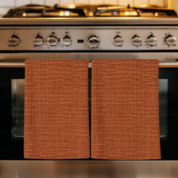 Brown Solid Color Kitchen Towels Set of 2,Abstract Woven Texture Vintage Minimalist Absorbent Dish Towels for Kitchen,Microfiber Hand Towel,Quick Drying Tea Towel for Cleaning Decorative Dishcloths