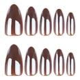 Brown Solid Color Press on Nails, Medium Almond Glossy Fake Nails, 30 ...