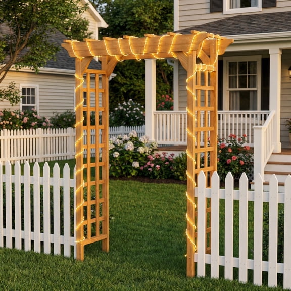 Brown Solid Fir Wood Garden Arbor Trellis Wedding Arch for Climbing Plants Party Holiday Decor