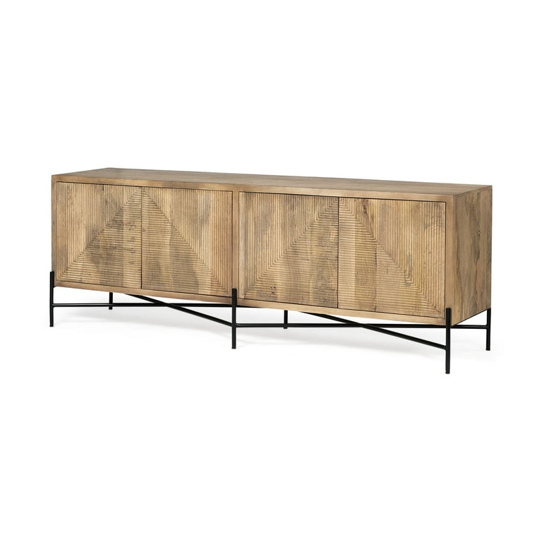 Brown Solid Mango Wood Finish Sideboard With 4 Cabinet Doors Brown Solid Mango Wood Finish Sideboard With 4 Cabinet Doors