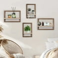 thumbnail image 1 of Brown Solid Wood Floating Wall Shelves, 15.75x9.84x1.18in, Wall-Mounted Display Storage for Bedroom Living Room Kitchen, 1 of 7