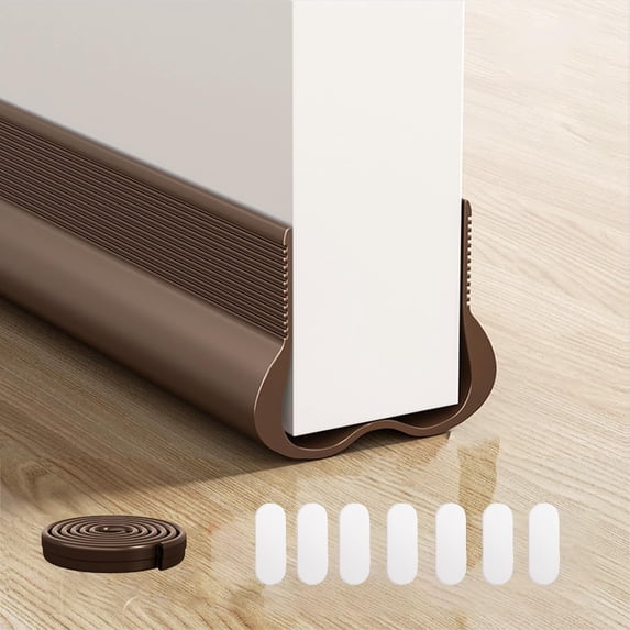 Brown Soundproof Door Stopper PVC Seal Strips Efficiency Door Bottom Sealing Strips For Noise Reduction & Insulation Brown