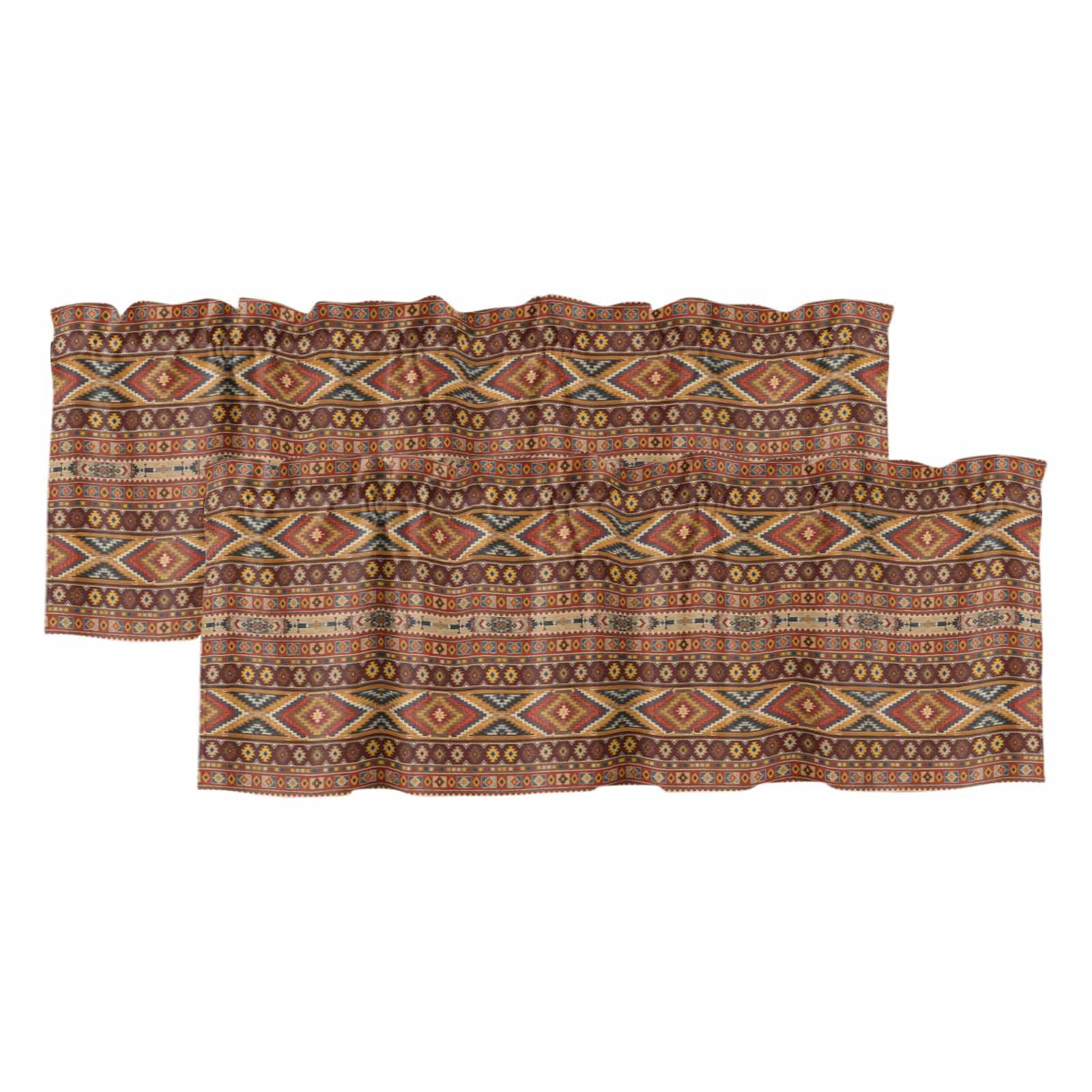 Brown Southwest Aztec Curtain Valances for Windows, Kitchen Valance ...