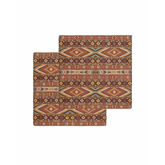 Brown Southwest Aztec Kitchen Dish Towels for Drying Dishes Set of 2, Farmhouse Vintage Geometric Waffle Weave Microfiber Terry Hand Tea Bathroom Towels Quick Dry & Absorbent Towel 12x12