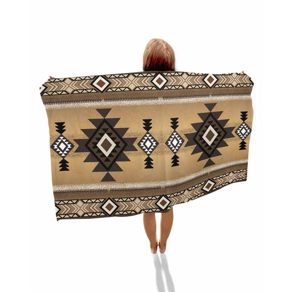 Brown Southwest Beach Towels Oversized Super Absorbent, Boho Aztec Ethnic Abstract Geometric Lightweight Bath Towel Quick Dry Sets For Bathroom/Pool/Rv Camping/Beach Play/Gym Room/Picnic 23"x47"