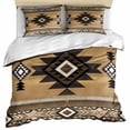 thumbnail image 1 of Brown Southwest Bedding 3 Piece Duvet Cover Set Full Size, Boho Aztec Ethnic Abstract Geometric Soft Microfiber Comforter Cover with Zipper Closure & Pillowcases, Wrinkle & FadeResistant Quilt Cover, 1 of 9
