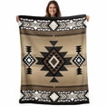 thumbnail image 1 of Brown Southwest Blanket Soft Cozy Warm Throw Blanket for Couch, Plush Fuzzy Flannel Fleece Blankets for Sofa, Farmhouse Boho Aztec Geometric Neutral Bed Blankets Lightweight Gifts for Women, 40"x60", 1 of 9
