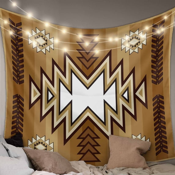 Brown Southwest Small Tapestry for Bedroom Wall Hanging Tapestry, Western Rustic Ethnic Mexican Aztec Ceiling Backdrop Tapestries Poster Blanket Wall Decor for Teens Room Living Room Dorm 23" x 28"