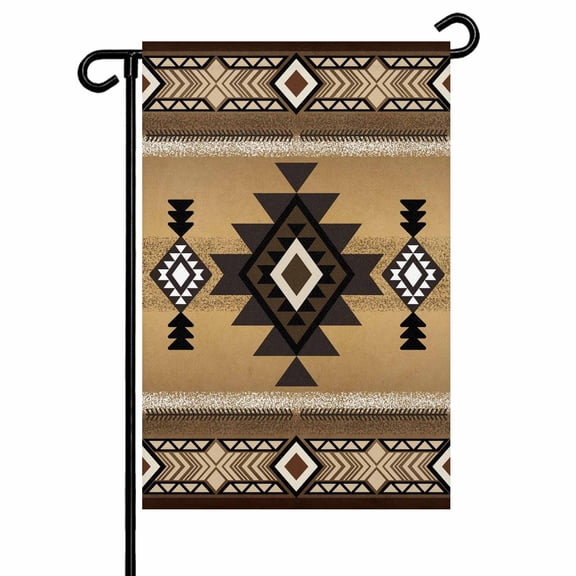 Brown Southwest Tribal Pattern Garden Flags for Outside Boho Retro Ethnic Style Double Sided Yard Flags Outdoor House Decoration, Small 12X18 Inch,