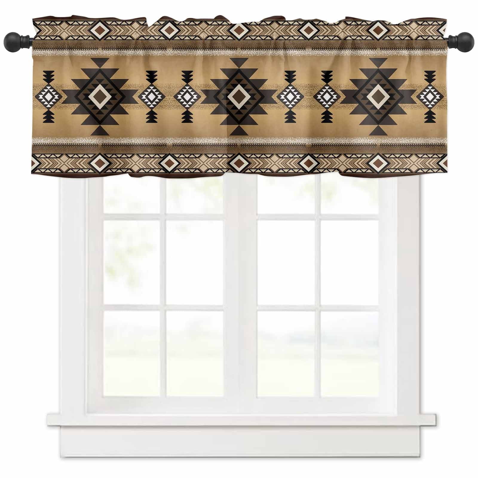 Brown Southwest Valances for Windows Farmhouse Kitchen Curtains ...