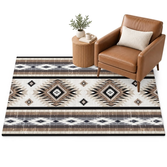 Brown Southwestern Area Rug 2.7'x5', Style Geometric Soft Mat Non-Slip ...