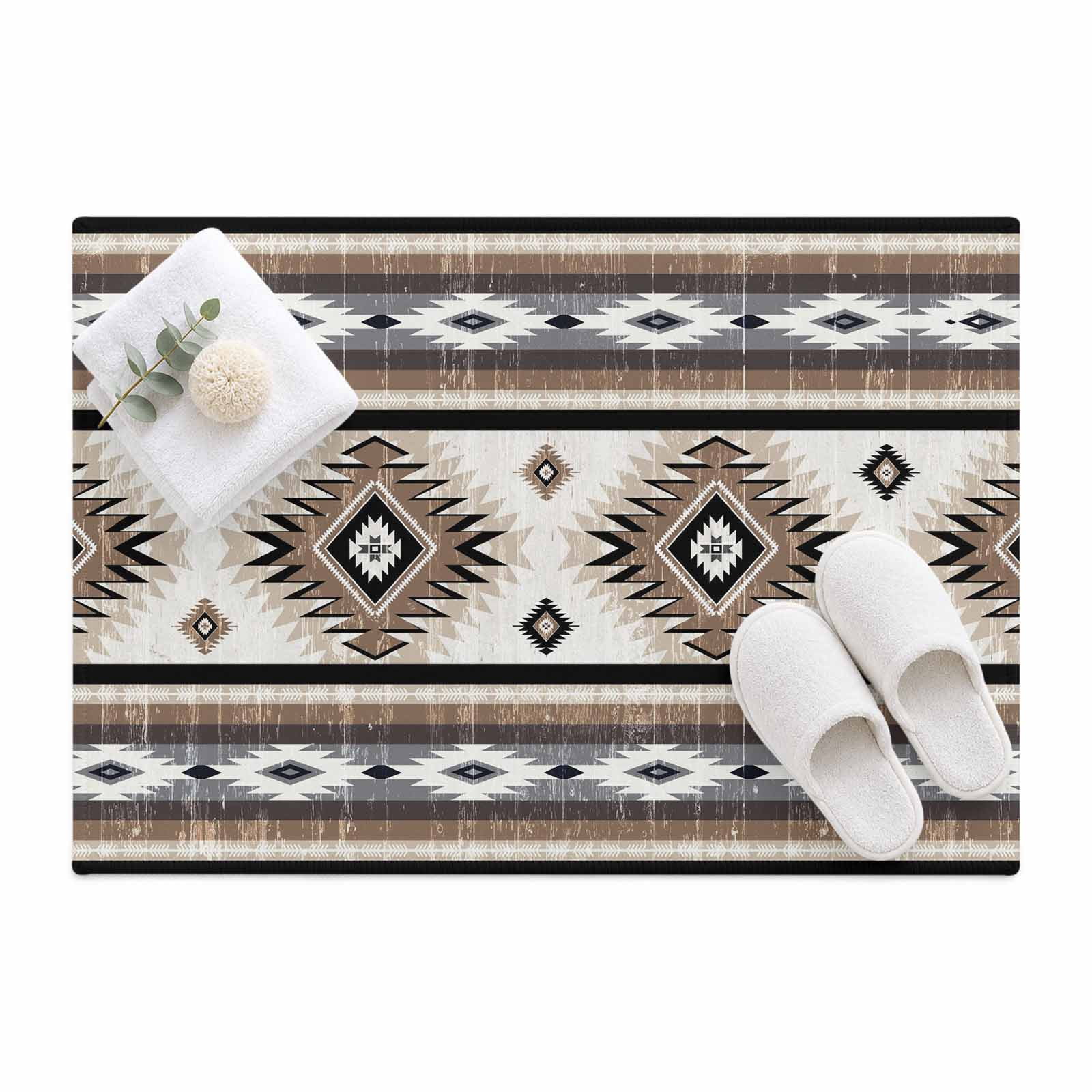 Brown Southwestern Area Rug 2'x3', Style Geometric Mat Non-Slip ...