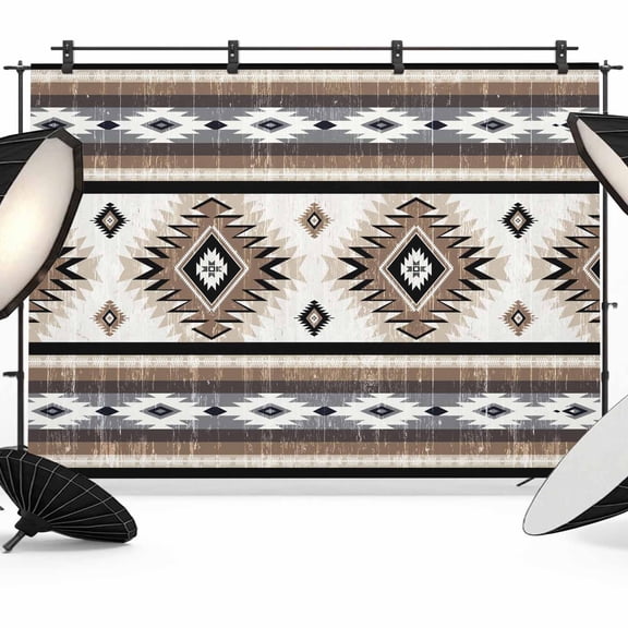 Brown Southwestern Backdrop for Photography, Native Aztec Ethnic Style Geometric Photo Backdrop Portrait Background Party Banner Photo Backgrounds for Studio Booth Props, 7x5ft