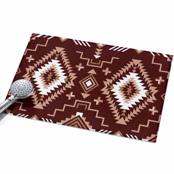 Brown Southwestern Entryway Rug 2x3ft Washable Non Slip Bathroom Rug Low Pile Indoor Floor Front Door Mat Boho Geometric Ethnic Tribe Rectangle Area Rugs Carpet for Kitchen Office Dining Room Home