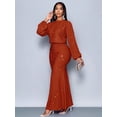 thumbnail image 1 of Brown Sparkly Mermaid Hem Bodycon Maxi Dress For Evening Party Dating, 1 of 7