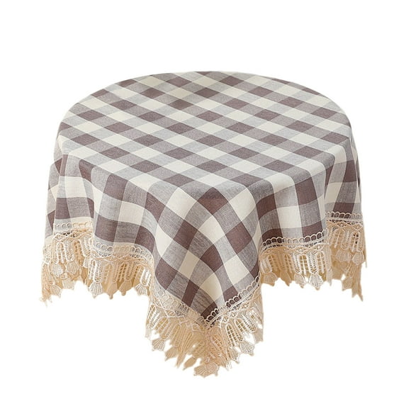 Brown Spill-Proof Round Tablecloth Linen Fabric Wrinkle Resistant Dining Table Cover Indoor Outdoor Party