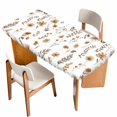 thumbnail image 1 of Brown Spring Floral Table Cloths for 3 Foot Rectangle Tables, Flowers Leaves Elegant Pastoral Patio Waterproof Elastic Fitted Tablecloths, Washable Rectangular Table Cover for Camping, 1 of 8