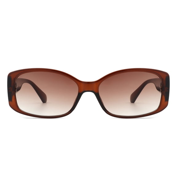 Brown Square Sunglasses - Gradient Brown Lens UV400 Protection Fashion Shades for Outdoor Daily