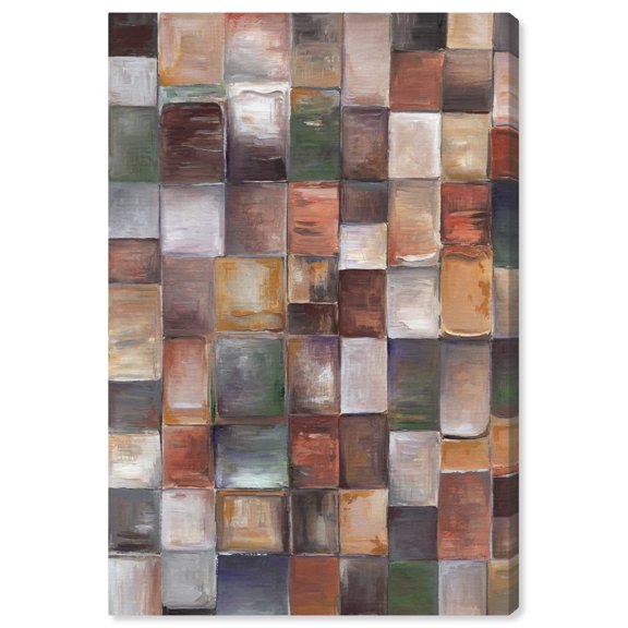 Brown Squares Brown Earthy Abstract Canvas Wall Art by Art Remedy, Gallery Wrapped, 10"x15"