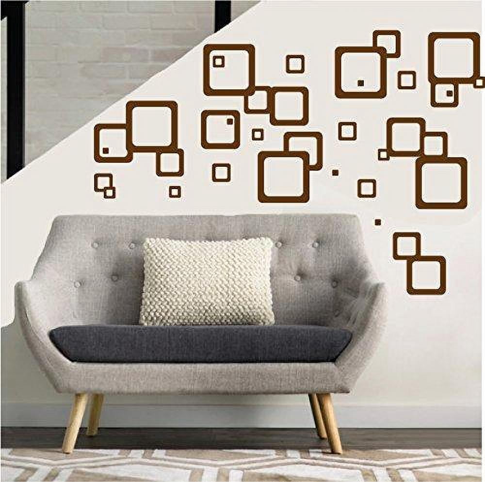 Brown Squares Retro Mod Wall Decals / Modern Geometric Wall Decor