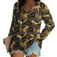 Brown Squirrel with Plants Long Sleeve Shirts for Women V Neck Womens