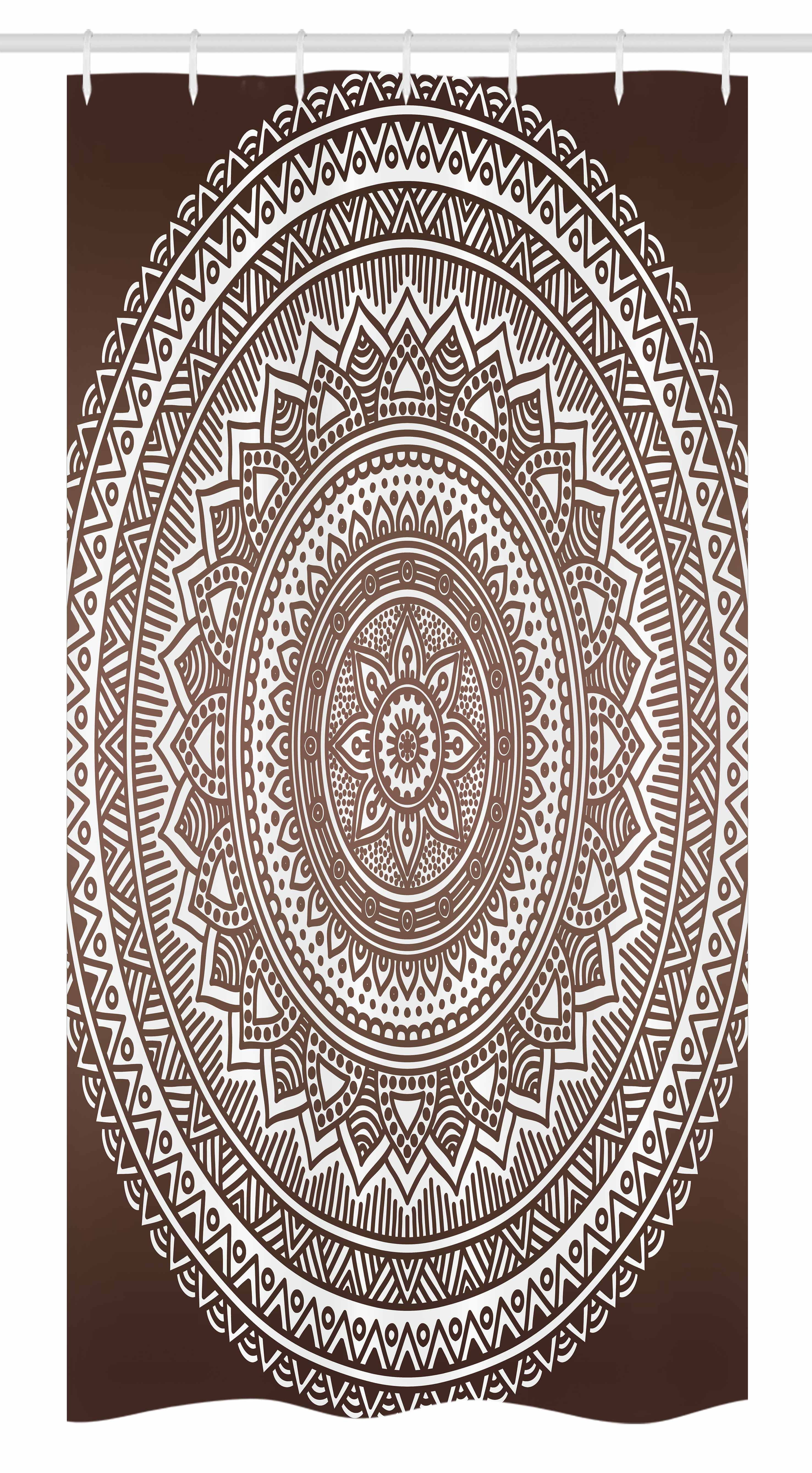 Brown Mandala Pattern Waterproof Fabric Shower Curtain