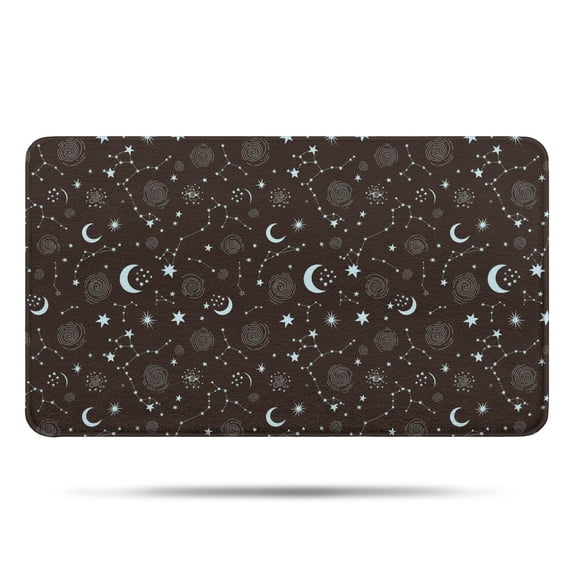 Brown Star Moon Constellation Pattern Bathroom Rugs Mat,Non Slip Microfiber Bathroom Rug,Rubber Backing,Soft Bathroom Mats for Bathroom Floor,Tub and Shower,17x30in(43x75cm)