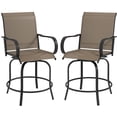 thumbnail image 1 of Brown Steel Stools - 360° Swivel & Footrests - Outdoor Patio Dining Time / Comfortable and Weatherproof Seating, 1 of 5