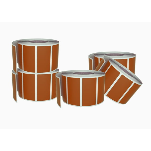Brown Sticker Label Rolls 1.57 x 0.75 inch, 5 Rolls- 2500-Pack, Rectangular Easy Write Labels 40mmx19mm by Royal Green