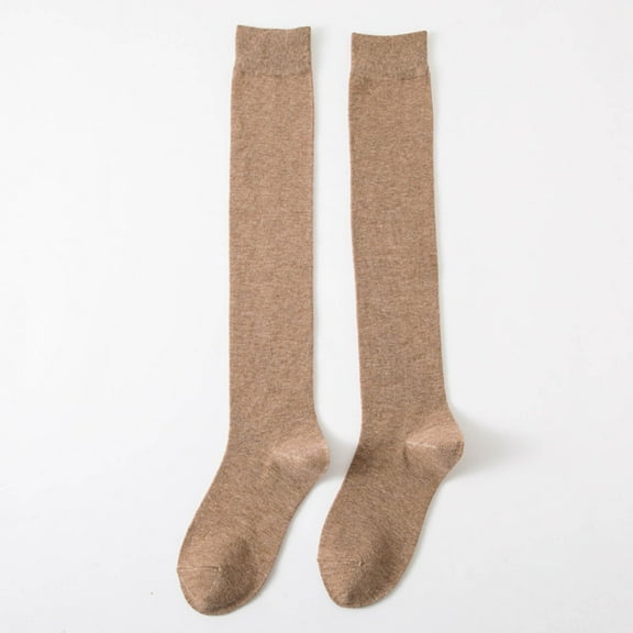 Brown Stockings Women Winter Thickening Warm Medium Length Over Knee Socks Keep Warm Sock High The Knee Lightweight Cotton Socks