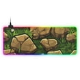 thumbnail image 1 of Brown Stone on Green Leaf RGB Gaming Mouse Pad Large Keyboard Mat Rubber Base 13 Light Modes, 1 of 6