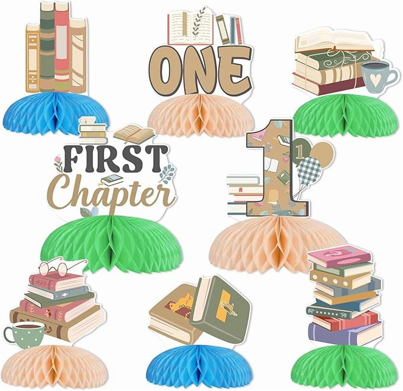 Brown Storybook 1st Birthday Party Decorations, 8pcs First Chapter ...