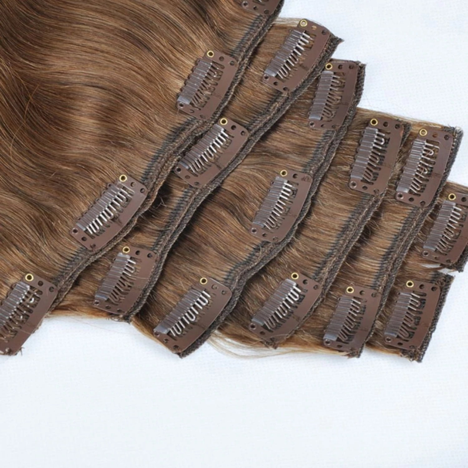 Brown Straight Clip Ins - 7 Pcs with a Free Eye Lash Extensions