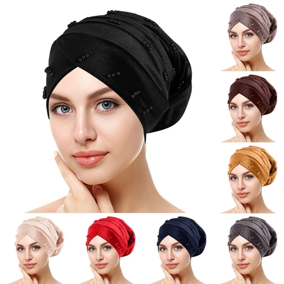Brown Stretchy Turban Caps for Women Spandex Skull Cap Hair Loss Cover Lightweight Head Covering Hat One Size