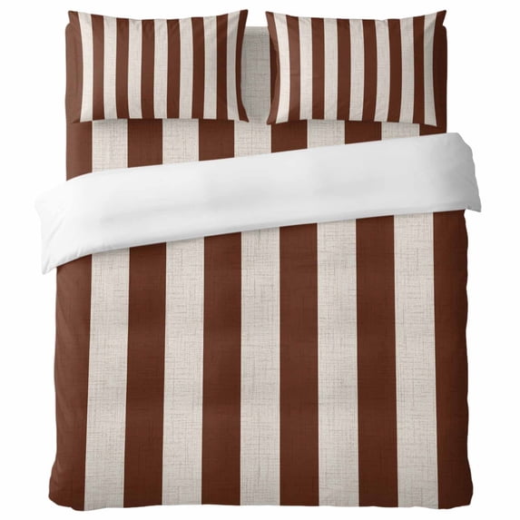 Brown Stripe 4 Piece Bedding Set, Country Farmhouse Vintage Classic ...