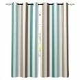 thumbnail image 1 of Brown Stripe Blackout Curtains for Bedroom Living Room Darkening Curtains 84 Inch Length 2 Panels Set Ombre Geometric Teal Green Vertical Striped Window Curtain Window Treatment Drapes 42"x84", 1 of 9