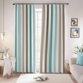 thumbnail image 1 of Brown Stripe Blackout Curtains for Bedroom/Living Room, Pinch Pleated Black Out Curtains, Ombre Geometric Teal Green Vertical Striped Room Darkening Window Drapes with Hooks 2 Panels, 39"x70", 1 of 8