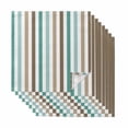 thumbnail image 1 of Brown Stripe Cloth Napkins, Ombre Geometric Teal Green Vertical Striped Washable and Reusable Dinner Napkins Set of 8, Table Napkin for Kitchen Party Birthday Wedding Hotel Housewarming 20"x20", 1 of 8