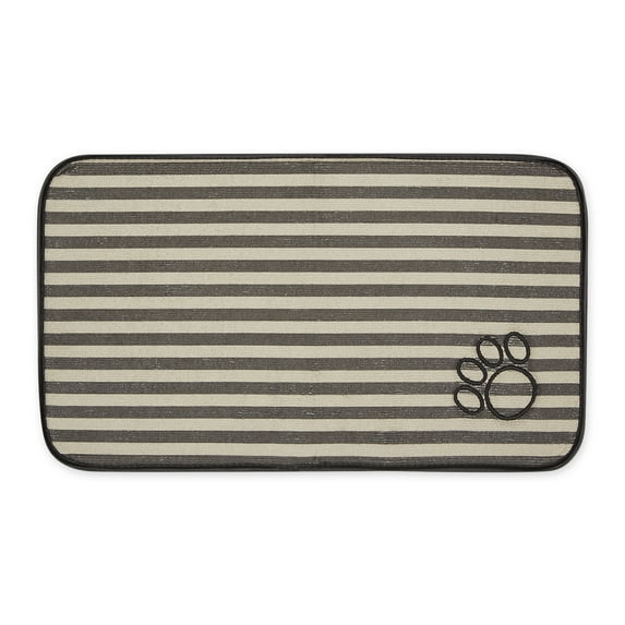 Bone Dry Striped Embroidered Microfiber Pet Food Mat