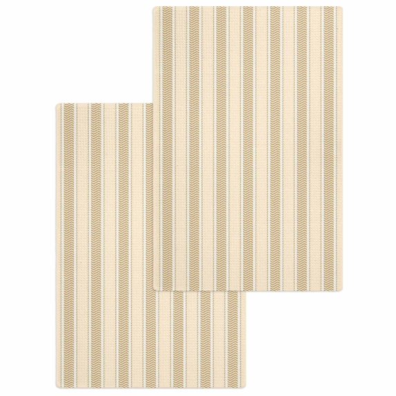 Brown Stripe Kitchen Dish Towels for Drying Dishes Set of 2, Modern Farmhouse Texture Geometric Waffle Weave Microfiber Hand Tea Bathroom Towels Quick Dry & Absorbent Towel 15.7x23.6