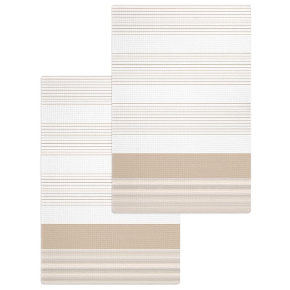 Brown Stripe Kitchen Dish Towels for Drying Dishes Set of 2, Modern Rustic Horizontal Brown Striped Waffle Weave Microfiber Hand Tea Bathroom Towels Quick Dry & Absorbent Towel 15.7x23.6