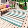 thumbnail image 1 of Brown Stripe Outdoor Rug for Patio/Deck/Porch, Non-Slip Large Area Rug 6 x 9 Ft, Ombre Geometric Teal Green Vertical Striped Indoor Outdoor Rugs Washable Area Rugs, Camping Rug Carpet Runner, 1 of 8