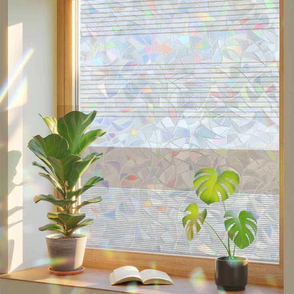 Brown Stripe Privacy Window Film, Decorative Stained Glass Window Film, Modern Rustic Horizontal Brown Striped Resuable Rainbow Static Cling for Home Bathroom Living Room Glass Door 23.6"x59"