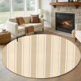 thumbnail image 1 of Brown Stripe Round Area Rug 7 FT, Non Slip Living Room Area Carpet, Modern Farmhouse Texture Geometric Washable Soft Circular Rug Non-Shedding Floor Carpet for Bedside Office Play Room Classroom, 1 of 9