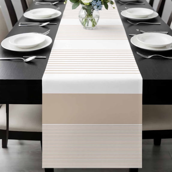 Brown Stripe Table Runner 108 Inches Long, Modern Rustic Horizontal Brown Striped Kitchen Coffee Dining Table Decoration for Home Party Birthday Wedding Home Decor 13x108 Inches