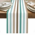 thumbnail image 1 of Brown Stripe Table Runner - 72 Inch Long, Kitchen Dining Table Runner Dresser Scarves, Ombre Geometric Teal Green Vertical Striped Farmhouse Decor for Coffee Tables Wedding Party Banquet, 1 of 8