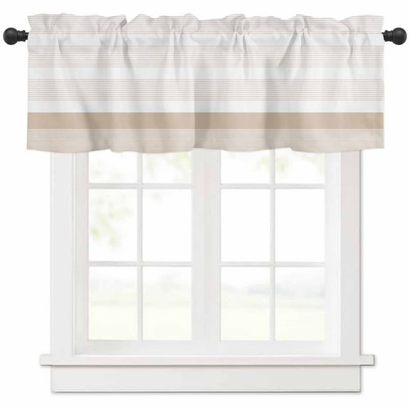 Brown Stripe Valances for Windows Farmhouse Kitchen Curtains Valances Rod Pocket Valance Curtains for Kitchen Windows Modern Rustic Horizontal Brown Striped Window Valances for Bathroom 60"x18"