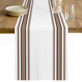 thumbnail image 1 of Brown Striped Cotton Linen Rectangle Table Runners 13"x90", Stripes Farmhouse Modern Coffee Table Runner Dresser Scarves Luxury Table Runners for Wedding Party Banquet Dinner Decor, 1 of 8